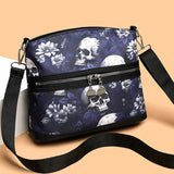 Dodobye Fashion Flower Skull Pattern Crossbody Bags For Women, Large Capacity Casual Graffiti Shoulder Bag For Halloween Gift