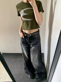 Dodobye American retro solid color women jeans Y2K high street fashion brand loose casual wide leg pants cargo pants women