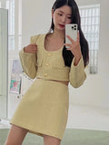 Dodobye-Spring Autumn New Skirt Set 2 Piece Sets Women Outfit Long Sleeve Short Coat A-Line Mini Skirts Korean Chic Elegant Fashion Suit