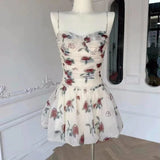 Dodobye Women Summer Floral Suspender Belt Sweet Dress Fashion Tighten The Waist 2024 New Spring Summer Dress Elegant Kawaii Dress