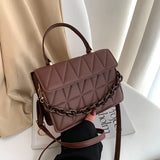 Dodobye Solid Plaid Crossbody Bags For Women, Chain Decor Fashion Shoulder Bag Ladies Handbag For Daily Used