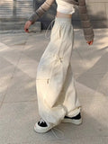 Dodobye New Street Hip Hop Wide Legged Casual Women Pants Zipper Open Splice with Tears Thin Loose Men and Women Pants