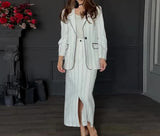 Dodobye Shipped Within 48 Hours French Women's Suit Set Urban Elegant Commuting Striped Jacket High Waisted Long Skirt Women's Skirt Set