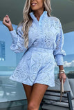 Dodobye Single-breasted Stand Collar Lace Shorts Long Sleeve Suit