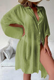 Dodobye Solid Color Button Down Cover-up Shirt Dress