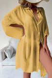 Dodobye Solid Color Button Down Cover-up Shirt Dress