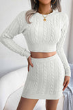 Dodobye Solid Color Twist knitted Two-Piece Skirt Set