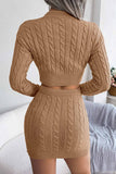 Dodobye Solid Color Twist knitted Two-Piece Skirt Set