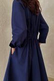 Dodobye Cotton Long Sleeve A-Line Shirt Midi Dress