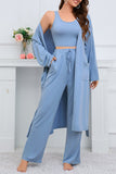 Dodobye Strappy Long Cardigan Tank Top Three-piece Pants Suits