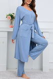 Dodobye Strappy Long Cardigan Tank Top Three-piece Pants Suits