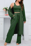 Dodobye Strappy Long Cardigan Tank Top Three-piece Pants Suits