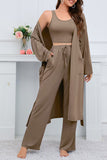 Dodobye Strappy Long Cardigan Tank Top Three-piece Pants Suits