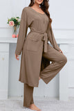 Dodobye Strappy Long Cardigan Tank Top Three-piece Pants Suits