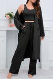 Dodobye Strappy Long Cardigan Tank Top Three-piece Pants Suits