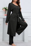 Dodobye Strappy Long Cardigan Tank Top Three-piece Pants Suits