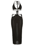 Dodobye See Through Dress Sets For Women Sexy Lace Up High Waist Skirt Suits Backless Beach Party Two Piece Set Womens Outifits