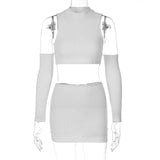 Dodobye 2 Piece Skirt Set Women Autumn White Crop Tops And High Waisted Mini Skirts Outfits High Street Two Piece Matching Sets