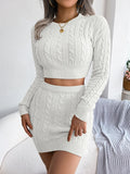 Dodobye Knitted Skirt Sets Autumn Women 2 Piece Set Long Sleeve Sweater And High Waisted Mini Skirts Elegant Ladies Matching Sets