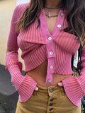 Dodobye Pink Single Breasted Sweater Women Knitted Cardigan 2024 Autumn Long Sleeve Slim High Street Pullvers Mujer Y2K Tops