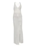 Dodobye Summer Beach Dress Women V-Neck Backless Split Sexy Long Dress White Sleeveless See Through Party Vestidos 2024