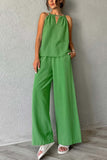 Dodobye Tie-up Cutout Cotton Tank Top Long Pants Suits