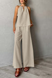 Dodobye Tie-up Cutout Cotton Tank Top Long Pants Suits