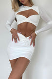 Dodobye Twisted-front Cutout Crop Top Skirt Suits