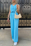 Dodobye V Neck Button Down Tank Top Long Pants Suits