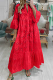 Dodobye V Neck Flares Sleeve Embroidery Cotton Dress