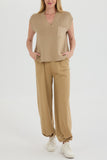 Dodobye V Neck Knit Tank Top Pants Suits