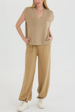 Dodobye V Neck Knit Tank Top Pants Suits