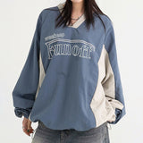 christmas outfit Dodobye V-Neck Patchwork Oversized Sweatshirt