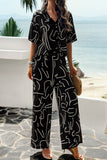 Dodobye V Neck Printed Shirt Long Pants Set