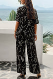 Dodobye V Neck Printed Shirt Long Pants Set