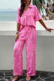 Dodobye V Neck Printed Shirt Long Pants Set