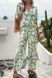 Dodobye V Neck Printed Shirt Long Pants Set