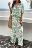 Dodobye V Neck Printed Shirt Long Pants Set