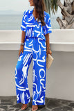 Dodobye V Neck Printed Shirt Long Pants Set