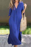 Dodobye V Neck Half Sleeve Slit Midi Dress