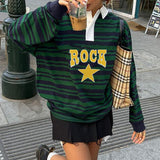 christmas outfit Dodobye Vintage Rock Star Striped Sweatshirt