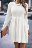 Dodobye Solid Color Shirring Long Sleeve Knitted Dress