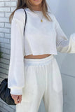 Dodobye Waffle Solid Sweatshirt Long Pants Set