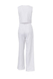 Dodobye White Button Down Tank Top Long Pants Set