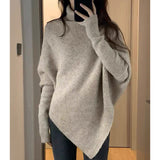 Black Friday Dodobye Irregular Knit Pullover Women Fashion Lazy Loose Solid Elegant Turtleneck Sweater Chic Vertical Pit Strip Harajuku Y2K Jumpers