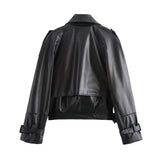 Black Friday Dodobye Autumn New Product Women's Fashion Design Versatile Retro Motorcycle Jacket Leather Jacket Short Jacket