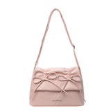 Dodobye Aesthetic Bow Solid Color Leather Shoulder Bag