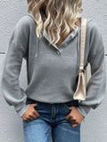 christmas outfit Dodobye Hooded Long Sleeves Buttoned Drawstring Split-Joint V-Neck Sweater Tops