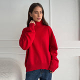 Dodobye Oversize Solid Women Knitwear Turtleneck Patchwork Pleated Female Sweater 2025 Autumn Winter Full Sleeve Casual Lady Pullover