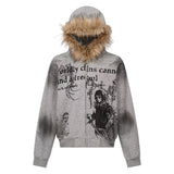 Dodobye Harajuku Korean Trend Retro zipper hoodie for men y2k Street fur collar design jacket Fashion casual couple oversized sweatshirt